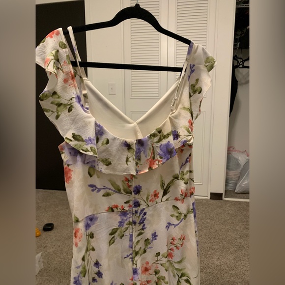 White Floral Dress with Shorts - Picture 3 of 5